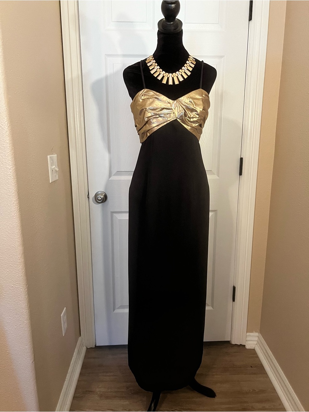 Vintage black and gold bridesmaid wedding guest dress